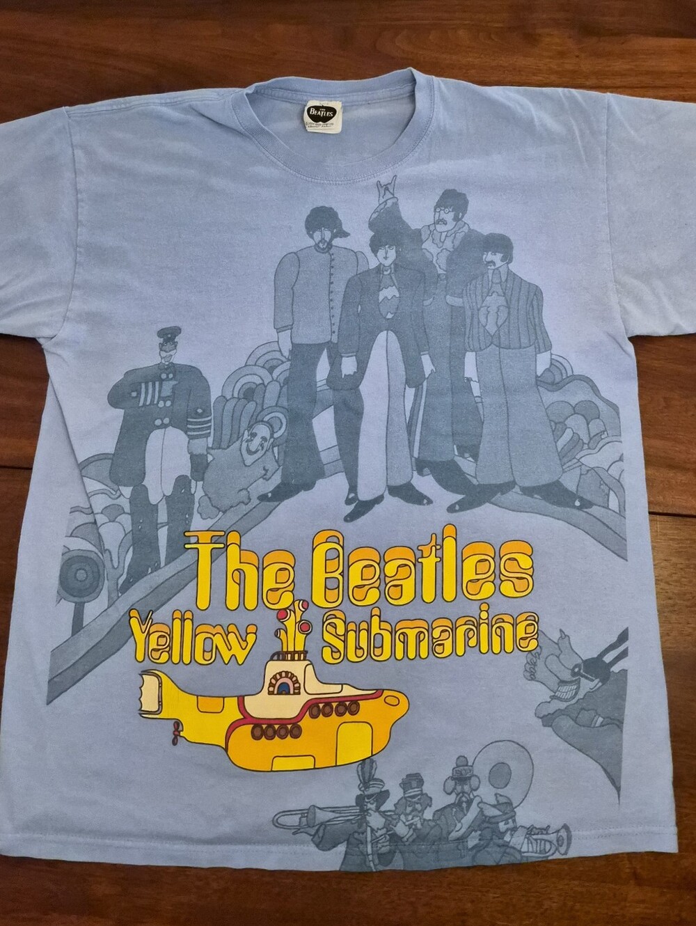 The Beatles Yellow Submarine Graphic Adult Tee - Light Blue